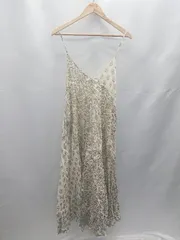 ◇ ⊂ FREAK'S STORE 花柄 肩ひも調節可能 ロング キャミワンピース サイズM アイボリー系 グリーン系 レディース E  【1412090065132】