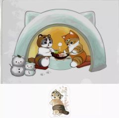[중고] 클리어 파일 여우 냥 & 타누키 냥 / A4 클리어 파일 & 스티커 문구 컬렉션 [이치 반 쿠지 mofusand ~ 냥코들의 포카 포카 날씨 ~] G 상
