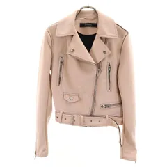 ZARA BASIC ザラベーシック フェイクスエード ダブルライダースジャケット XS ピンク レディース 古着