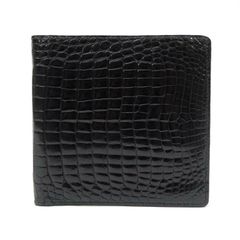 モラビト MORABITO 二つ折り財布　札＆カード入れ 黒 クロコダイル