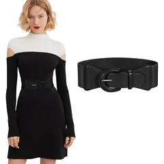 【新品】 JASGOOD(ジャスグッド) 太ベルトレディース 幅広 幅7.5cm 太めウェストマーク 伸縮ありゴムベルト サッシュベルト 太いベルトワンピース ドレス ギフト 0