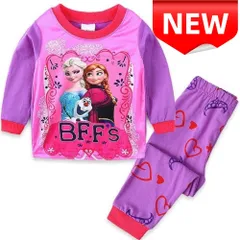 ✨新品✨子供用アナと雪の女王パジャマ エルサ アナ オラフ BFF's 長袖上下セット 女の子 キッズ ディズニープリンセス キャラクター 部屋着 寝巻き ルームウェア 100/110/120/130 プレゼントにも 綿100% コットン