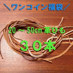 【ワンコイン福袋】20～50cmアソート本革ひも30本セット　a026