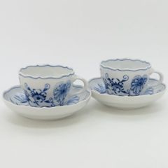 マイセン カップ＆ソーサー■ブルーオニオン C&S 洋食器 2客セット 1級品 Meissen 3