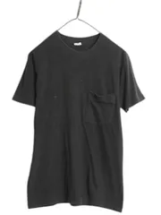 【お得なクーポン配布中!】 80s USA製 フルーツオブザルーム ポケット付き 無地 半袖 Tシャツ メンズ S 小さめ ヴィンテージ シングルステッチ ポケT 耳付き ブラック