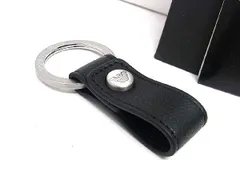 ■新品■未使用■ EMPORIO ARMANI エンポリオアルマーニ レザー キーホルダー キーリング チャーム メンズ レディース ブラック系 AW5236のサムネイル
