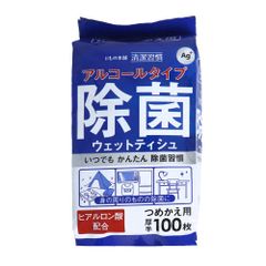 【3セット】清潔習慣 アルコールタイプ 除菌ウェットティシュ ボトルタイプ 詰替用 100枚入のサムネイル