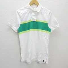 a■ナイキ/NIKE ロゴ刺繍入り マルチボーダー 半袖ポロシャツ【L】白緑/MENS/93【中古】