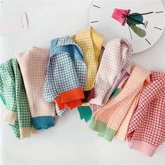 【即納】キッズふんわりカラフルブロックチェック柄ニットストールマフラー韓国子供服