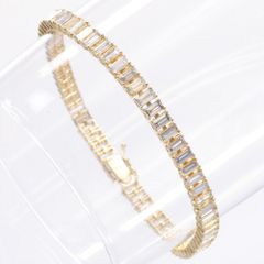 ブレスレット メンズ K18 18金 18k ダイヤモンド 7.5カラット バゲットカット イエローゴールド 18cm レディース 男女兼用 ユニセックス 日本製 刻印入り 鑑別書付き シンプル プレゼント ギフト