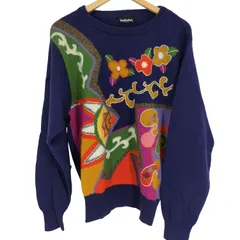 ユーズドフルギ USED古着 Tokyonewmode ウール ラメ混 立体ステッチ 花柄 ブロックカラー プルオーバーニット レディース JPN：M 