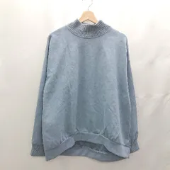 ◇ ⊇ INGNI イング ニットリブ付き スウェード 長袖 プルオーバー サイズM ブルー系 レディース E  【1502060040846】