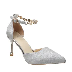 [ReiLuana] [レイルアナ] レディース パンプス ハイ ヒール ピン 大人 靴 美 脚 長 パーティ キラキラ 結婚 式 お呼ばれ (シルバー39) [シルバー39] [Free Size]