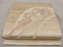 平和屋着物■六通太鼓柄袋帯　駒刺繍　片輪車文　銀糸　逸品　n-ip0642