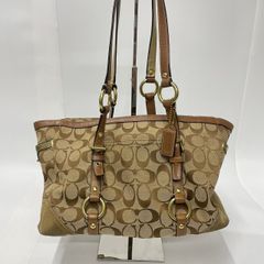★-6 COACH コーチ 10384 ショルダーバッグ トートバッグ シグネチャー キャンバス ブラウン レディース