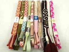平和屋着物●和装小物　帯締め10本　高麗組　亀甲組　笹浪組　レザー　手ぐみ　金糸　さが美・そごう扱い　逸品　未使用　DAAM7919qa