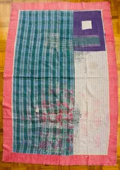 G078 グドゥリー マルチカバー マルチマット ラグ ヴィンテージ カンタ刺繍 ボロ インド ビンテージ BORO アンティーク シャビーシック ラリーキルト 手縫い 刺し子 ハンドメイド 刺子 絨毯 はぎれ 古布 マルチカラー