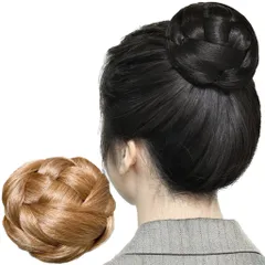 Luce brillare 和装ウィッグ シニヨン お団子 和装 着物ウィッグ 部分ウィッグ つけ毛 髪飾り ヘアピース 盛り髪 着物 結婚式 浴衣 成人式 入学式 編みこみ ポイントウィッグ レディース 女性 日本舞踊 和装ヘアピ [ライトゴールド] [栞]