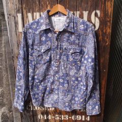 【Hollywood Ranch Market 】 ハリウッドランチマーケット ハリラン 聖林公司 ペイズリー 総柄 二重ガーゼ ウエスタンシャツ 長袖シャツ  1(S)