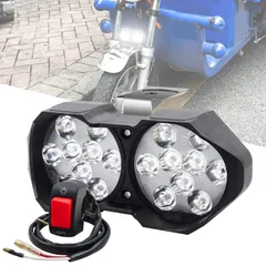 【数量限定】Aoling バイク ヘッドライト 2灯、汎用 ヘッドライト バイク オフロード スクーター ヘッドライト LED 12V バイク フォグランプ 補助灯 ホワイト オンオフスイッチ付き 単品
