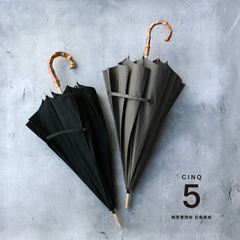 CINQ サンク 晴雨兼用傘 日傘長傘 1点 ｜おしゃれ 日傘 携帯 傘 シンプル 日傘 UV 撥水 加工 竹 持ち手 樫 木軸 ユニセックス 男女兼用 日傘 グレー ブラック 黒