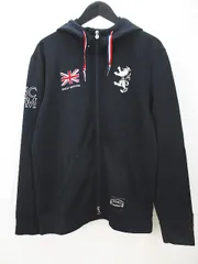 ニコルクラブフォーメン NICOLE CLUB FOR MEN アドミラル Admiral コラボ 長袖 パーカー ダンボールニット ジャケット 48 黒系 ブラック ダブルジップ 刺繍 プリントのサムネイル