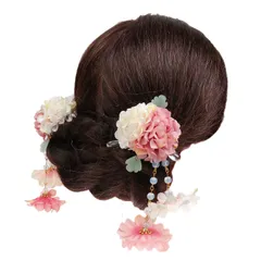 七五三 七五三 結婚式 卒業式 ヘアピン ヘアアクセサリー 和装 振袖 着物 袴 ヘア飾り 浴衣 ピンク 成人式 ドライフラワー 花 2点セット 髪飾り YiyiLai