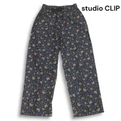 【美品】studio CLIP スタジオクリップ 通年★ 花柄 フラワー 総柄 リラックス ストレッチ イージー パンツ Sz.F レディース