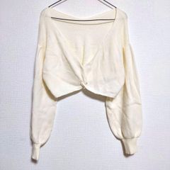 axes femme 長袖カーディガン ボレロ 白 ホワイト 可愛い M 細見え