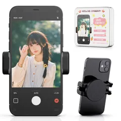 新品 ZEEKK【三脚無し全身自撮り】マグネット スマホスタンド「極上の新設計」360度回転 録音マイク・LEDライト取付け可能 1/4ネジ穴付き 自撮り・動画・SNS・撮影 【業界超強力磁石】 自撮り 磁石 壁 固定 携帯に便利 屋外・電柱・壁・冷蔵庫・車・