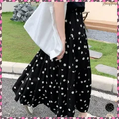 送料無料 ドット柄ティアードスカートフレアスカート レディース ハイウエストロングスカート ウエストゴム 着やせ大人可愛いミモレスカート 裏地付きaラインスカート韓国風 体型カバーボトムス カジュアルきれいめ フェミニンスカート
