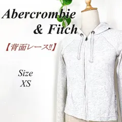 希少✨ Abercrombie & Fitch 花柄レース 切替パーカー グレー アバクロンビーアンドフィッチ ライトグレー トップス