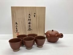 煎茶道具 伊羅保釉 煎茶碗 五客 在銘 共箱 V R4788 - メルカリ