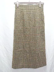 ◇ ◎ KUMIKYOKU 組曲 チェック 膝下丈 タイト スカート サイズ2. ブラウン系 ネイビー レディース P  【1408200027701】