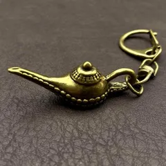 真鍮 キーホルダー キーリング ヴィンテージ ビンテージ アンティーク レトロ 真鍮製 縁起物 金運 ペンダントトップ 置物 チャーム 魔法のランプ 40
