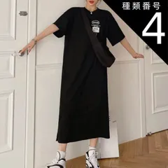 種類4：グレー/L 半そでTシャツワンピース  ワンピース ビッグT 膝下 ミモレ ミモレ丈 ロング ロング丈 マキシ マキシ丈 9分丈 袖あり 半袖 襟なし かわいい シンプル カジュアル 大人 おしゃれ お洒落 かっこいい レトロ 大人可愛い 大人女子 こ