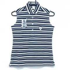 ★SALE価格★【超美品】ゾーイ ノースリーブポロシャツ ネイビー×白 ボーダー スパンコール レディース M ゴルフウェア ZOY