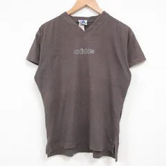 M/古着 アディダス adidas 半袖 ビンテージ Tシャツ メンズ 00s ワンポイントロゴ Vネック こげ茶 ブラウン 霜降り 25jun11 中古