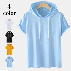 パーカー メンズ 半袖パーカー プルパーカー プルオーバー フード付き 半袖 カジュアル トップス 夏 おしゃれ 無地 シンプル ファッションshiya01