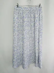 ◇ Samansa Mos2 blue サマンサモスモス ブルー 花柄 ロング丈 フレア スカート サイズF ブルー系 レディース E  【1408220055845】