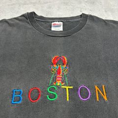 90s~00s USA製 ブラックフェード 刺繍t アートt ビンテージt Hanes 袖裾シングル 古着