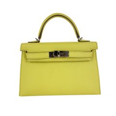 新品未使用 HERMES エルメス Mini kelly ミニケリー Limoncello リモンチェッロ PHW シルバー金具 Chevre シェーブル Stamp-B B刻印 2WAYバッグ ハンドバッグ ショルダーバッグ