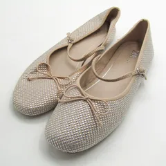 ザラ バレエシューズ スタッズ フラットシューズ 靴 キッズ 女の子用 34サイズ ベージュ/シルバー ZARA 【中古】