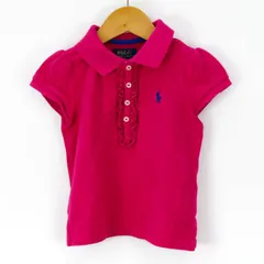 ポロ・ラルフローレン 半袖ポロシャツ ポロマーク フリル パフスリーブ トップス キッズ 女の子用 110サイズ ピンク POLO RALPH LAUREN 【中古】