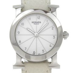 【HERMES】エルメス Ｈウォッチ ロンド HR1.210 ステンレススチール×型押しレザー □J クオーツ アナログ表示 レディース 白文字盤 腕時計