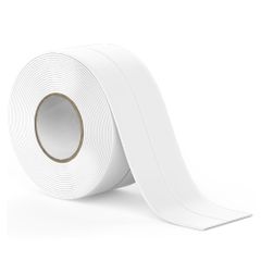 (折り目1本入り)) 幅38mm (白 折り目入り 長さ3.2M ベランダ 窓の隙間 便器と床の間 洗面台 浴槽まわり 台所 浴室 キッチン 自由にカット 使いやすい 折り目設計 粘着 強力 のり残らず 耐熱 耐水 汚れ防止 油 カビ すきま コンロ周りすき間