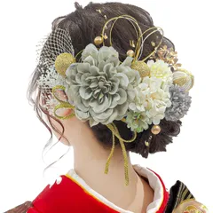 【人気商品】ゴールド 水引 成人式 ヘッドパーツ ヘアアクセサリー あじさい 赤 振袖 着物 和玉 卒業式 造花飾り 七五三 ダリア 浴衣 袴 髪飾り 結婚式 ドライフラワー かすみ草 23点セット 和装 手作り 10色展開 専用ケース付き [JZOON] A