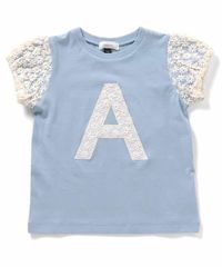 新品　SERAPH（セラフ）レースアップリケロゴTシャツ　100cm 110cm 120cm　130cm サックス　ブルー　半袖　Tシャツ　子供　キッズ　レース