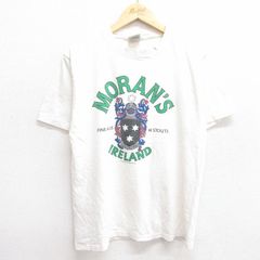 L/古着 オニータ ONEITA 半袖 ビンテージ Tシャツ メンズ 80s MORANS アイルランド コットン クルーネック 白 ホワイト spe 25may21 中古