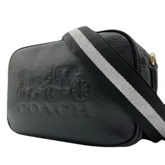 極美品<!-利用不可文字-!>COACH ショルダーバッグ ホースアンドキャリッジ レザー ブラック 斜め掛け CROSS BODY クロスボディ ポシェット ポーチ ダブルジップ ダブルファスナー